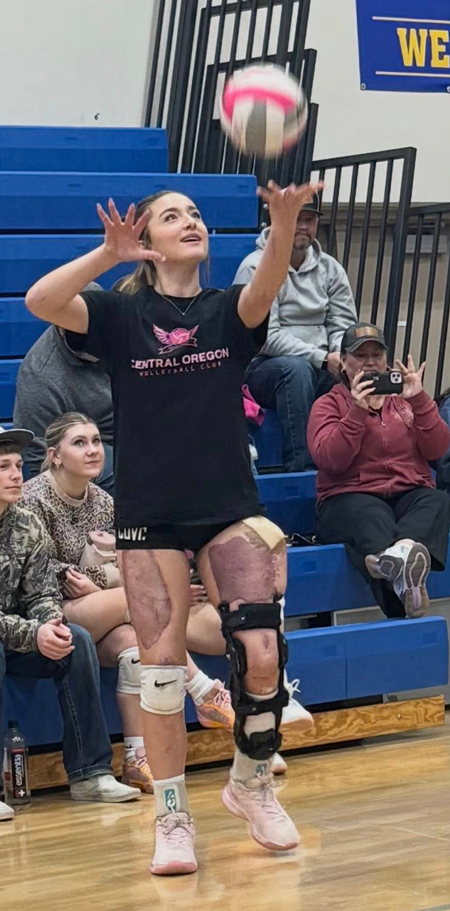 Paige back on the volleyball court