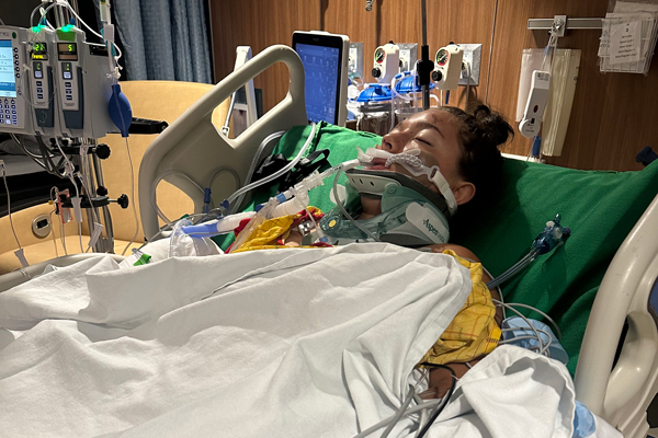 Paige Wood while in the Trauma Unit at St. Charles Bend
