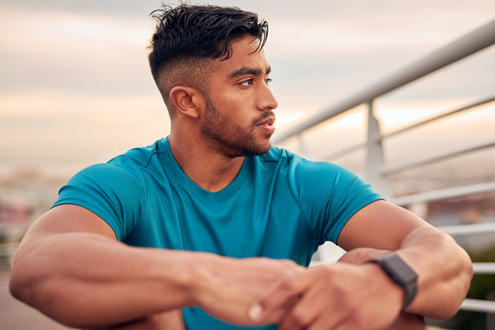 athletic man concentrating