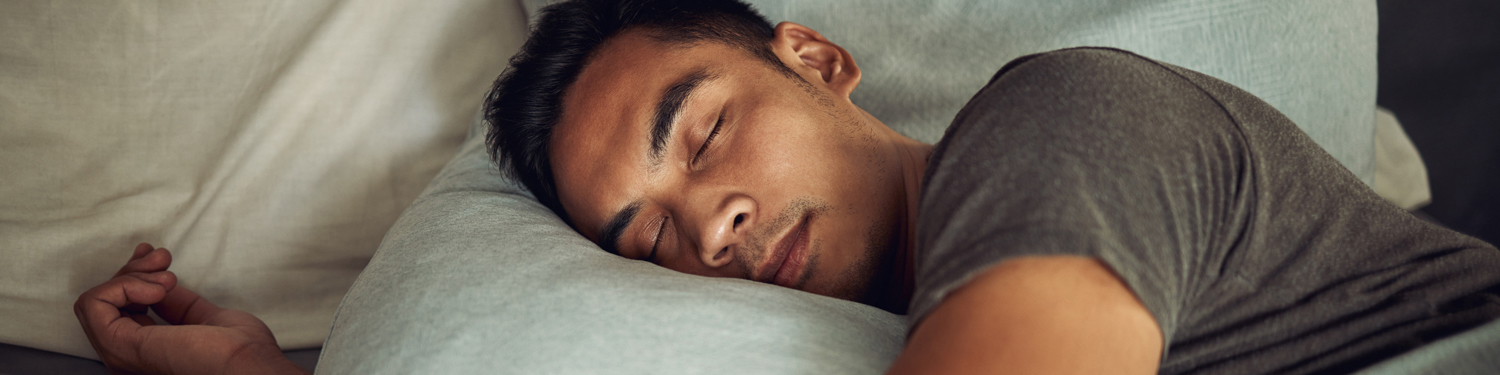 man sleeping well