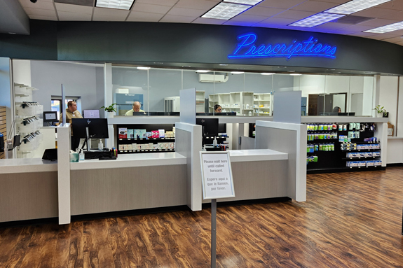 interior of the St. Charles Community Pharmacy in Madras